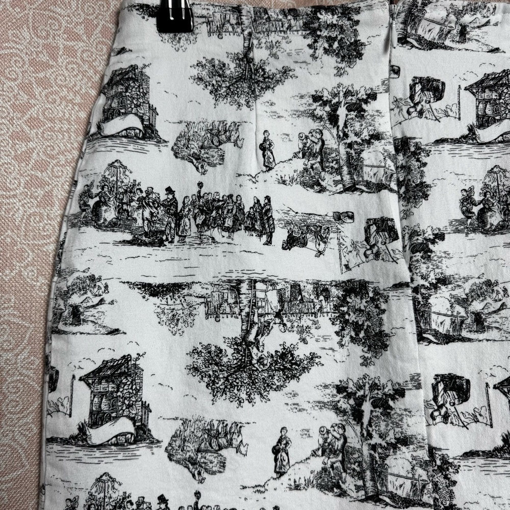 Vintage New York City Design Co. Ivory Pencil Skirt Black Vintage Toile Print - Picture 7 of 7